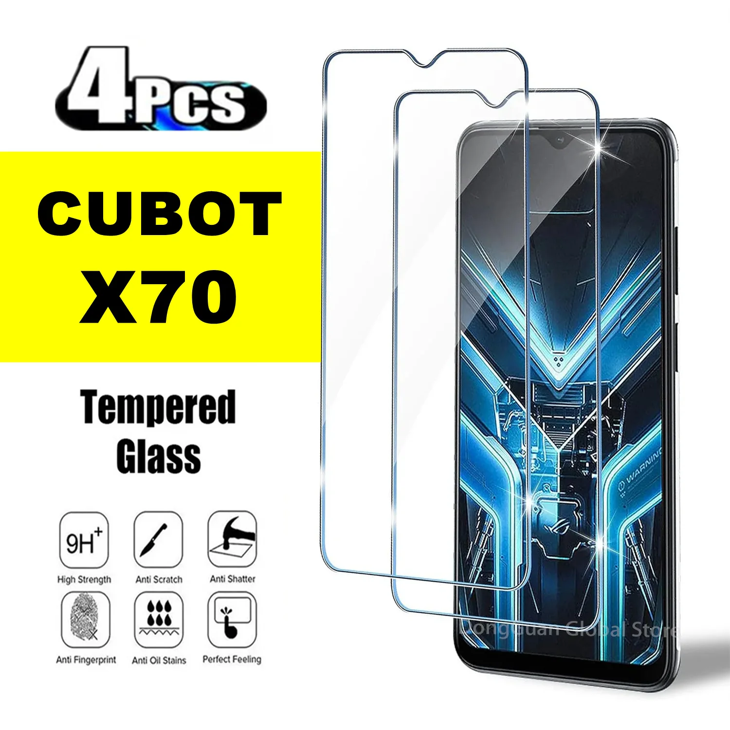 For Cubot X70 2/4 Pcs HD Tempered Glass Film