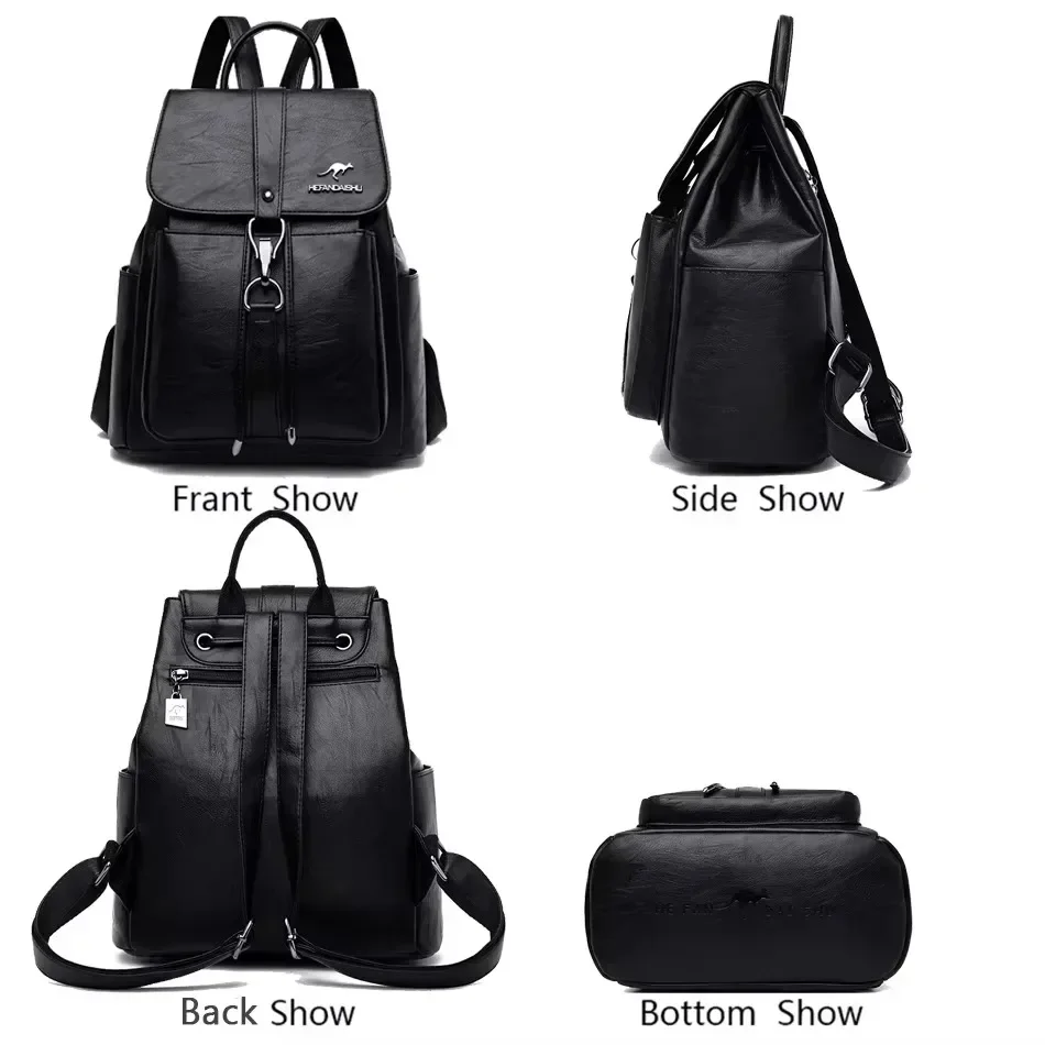 High Quality Leather Women Backpack Vintage Female Bag School Bags Ladies Bookbag Rucksacks Shoulder Bags for Women Mochila Sac