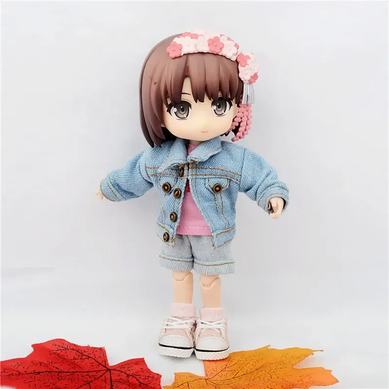 Ob11 BJD 1/12 babykleertjes lint korte mouw bijpassende kleur korte mouw set poppenkleertjes pop accessoires