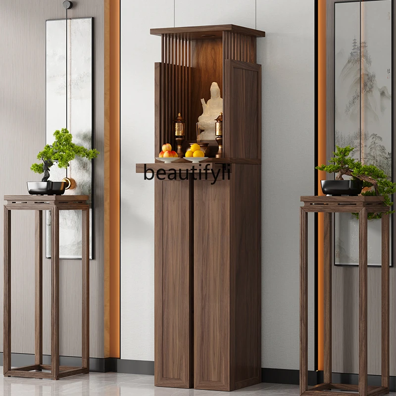 Buddhist niche new Chinese vertical cabinet Shentai table for household solid wood vertical cabinet for table