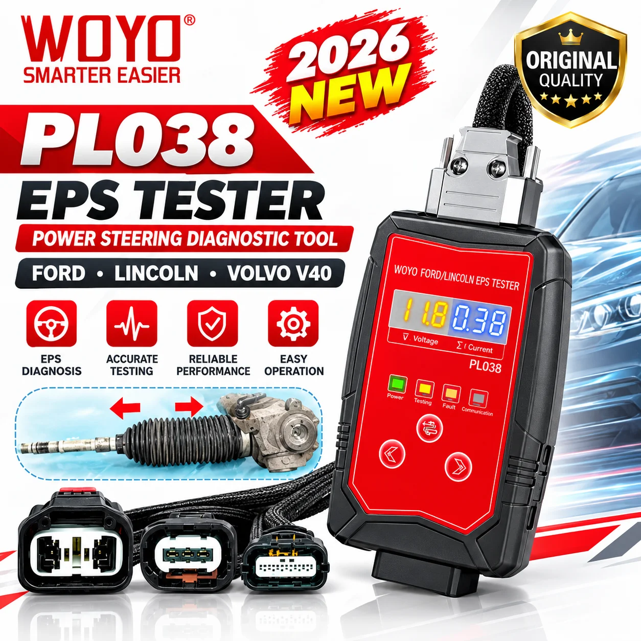 WOYO PL038 Electric Power Steering Motor Tester EPS Bench Diagnostic Tool for Ford Focus MK3 Kuga Explorer Mondeo Lincoln Volvo