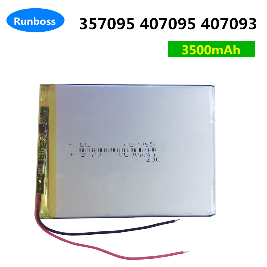 357095 407095 407093 3500mAh Lithium Polymer Rechargeable Battery For Tablet PC 7inch MP3 MP4 with protection board High Quality