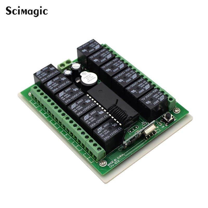 12 Channel Wireless Remote Control Switch For Motor Light 12V / 24V DC 12CH Relay Switch With RF Remote 433MHz Transmitter