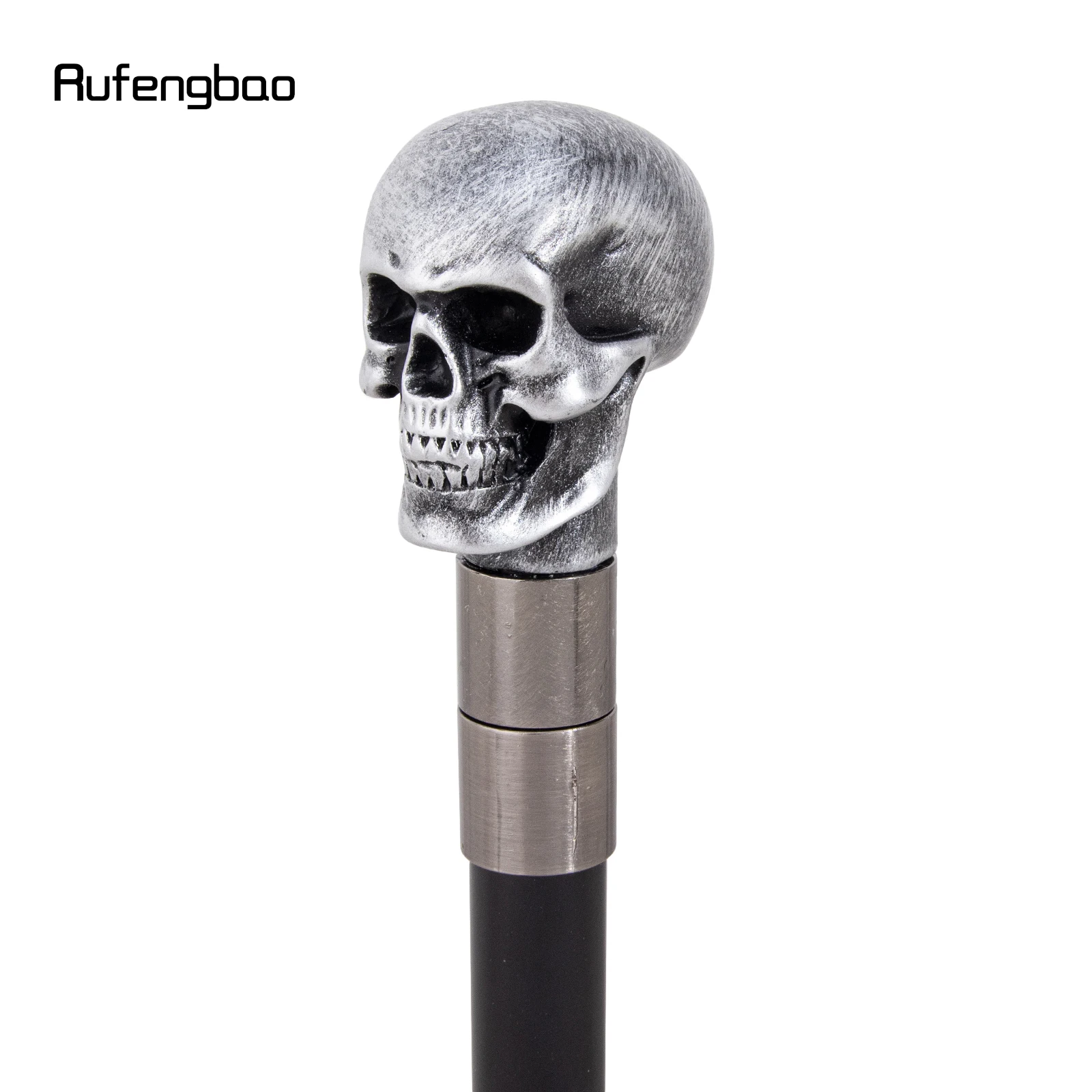 Silver Resin Skull Walking Cane Fashion Decorative Stick Elegant Cosplay Cane Knob Crosier 94cm Performance Stage Cane