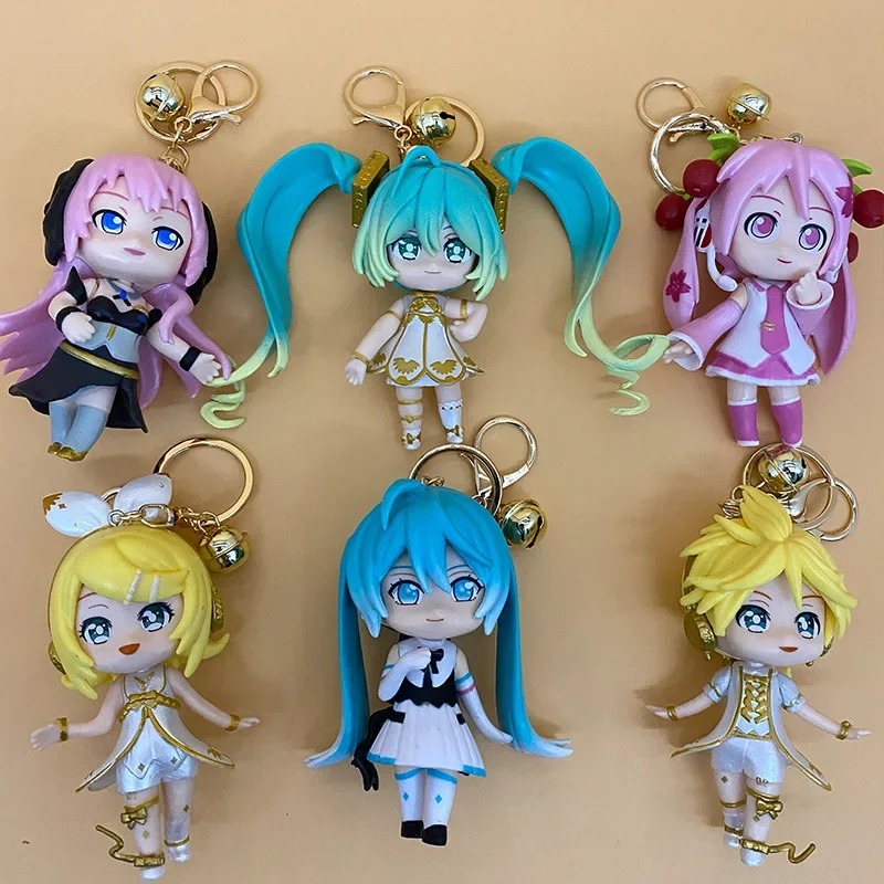 New Random 1pcs Anime Kawaii Action Hatsune Miku Figures Keychains PVC Figure Model Kids Toys Girl Birthday Presents Fans Gifts