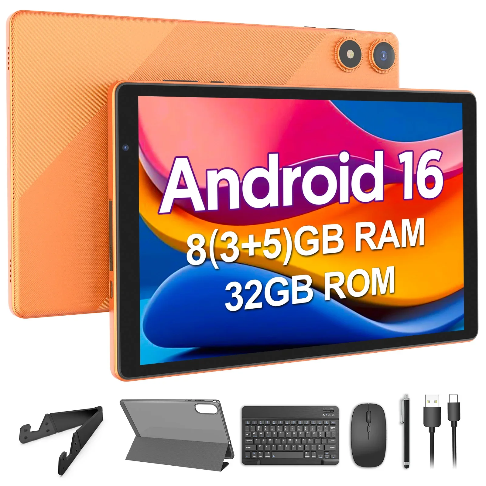 BAKEN 10-inch Tablet | Android 16 OS | Penta-core Processor | 8GB RAM (3GB + 5GB) + 32GB ROM | WiFi 6 | Dual Cameras | 6000 MAh