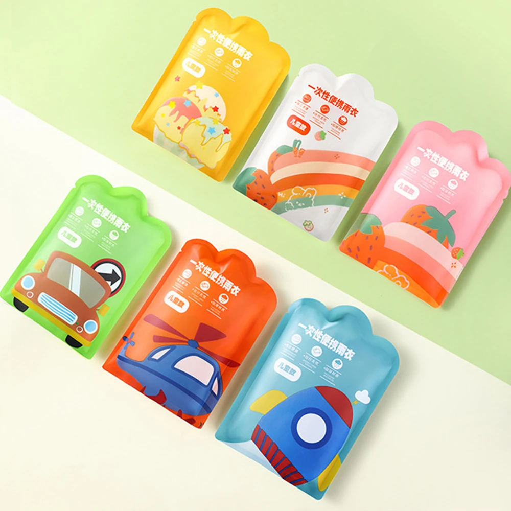 New Vacuum Compression Kids Raincoat Travel Waterproof One-Piece Raincoat Card Packaging Thickened Reusable Poncho Outdoor