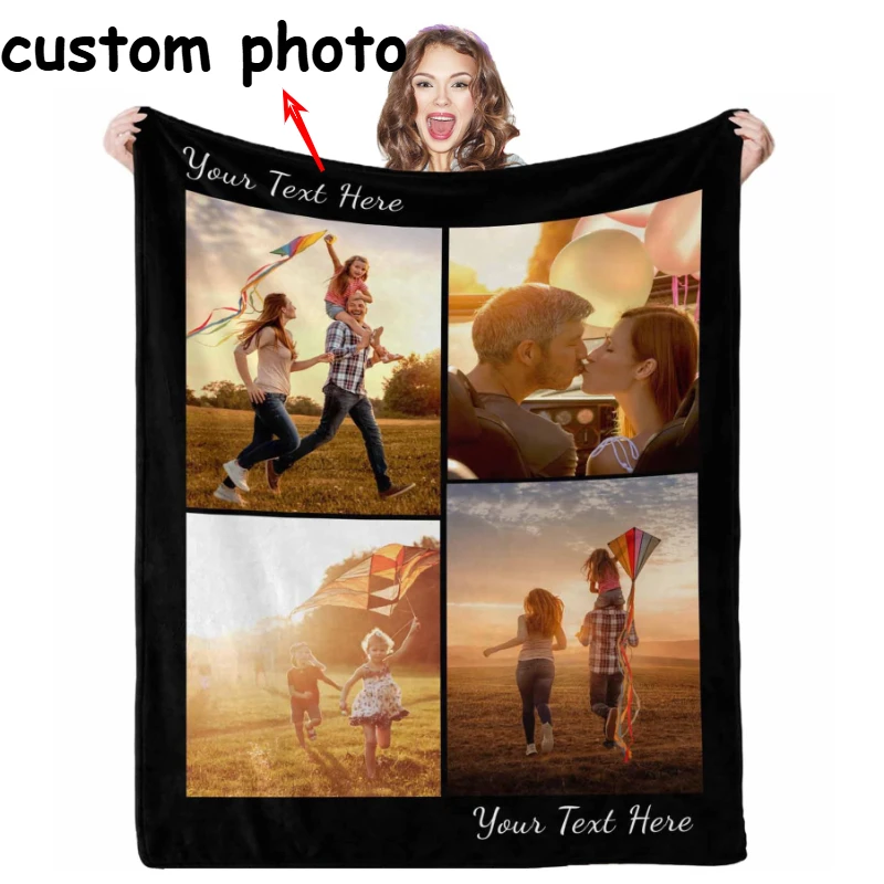 

Персонализированное толстое фланнелевое одеяло с фотопечатью, мягкое, теплое и уютное, в подарок на день рождения, свадьбу, годовщину, День матери