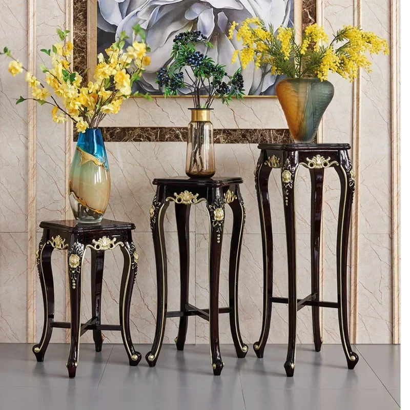 European all-solid wood American flower stand shelf carved floor-to-ceiling high-foot flower pot stand flower table neoclassical