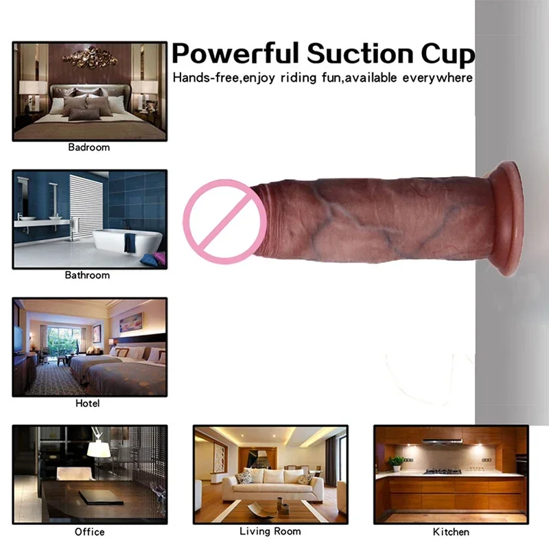 7.8inch Real Skin Feeling Realistic Dildo Sliding Foreskin Design Suction Cup Huge Big Penis Dick Adult Erotic Sex Toy for Woman