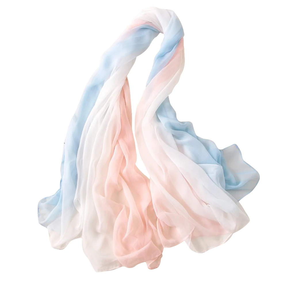 

Women'S Gradient Scarf Uv Protection Chiffon Silk Shawl 170X145Cm Lightweight Summer Scarves Breathable Elegant Fashion Wrap All