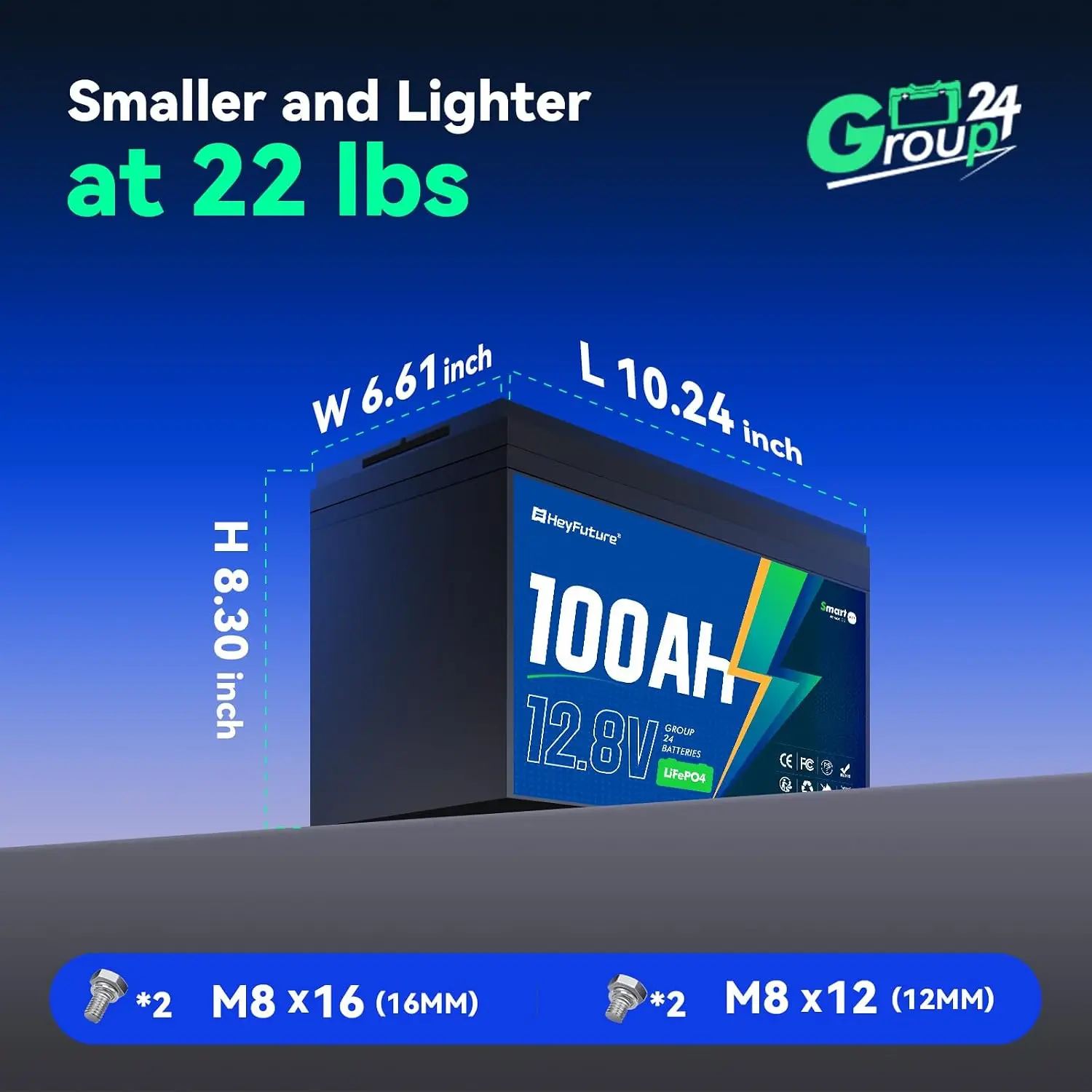 12V100Ah Bluetooth LiFePO4 Battery, Deep Cycle Lithium Battery,15000 Charging Cycles, Lightweight Compact, Perfect For, Custom
