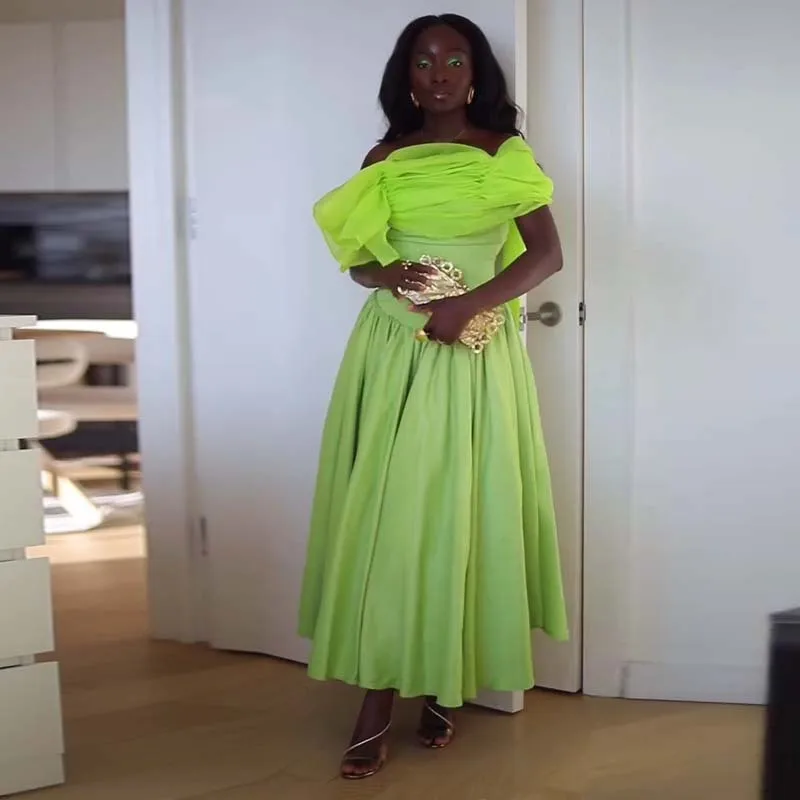 

African Black Off-Shoulder Puff Dress Mid-Length Women's Dress New Summer Style