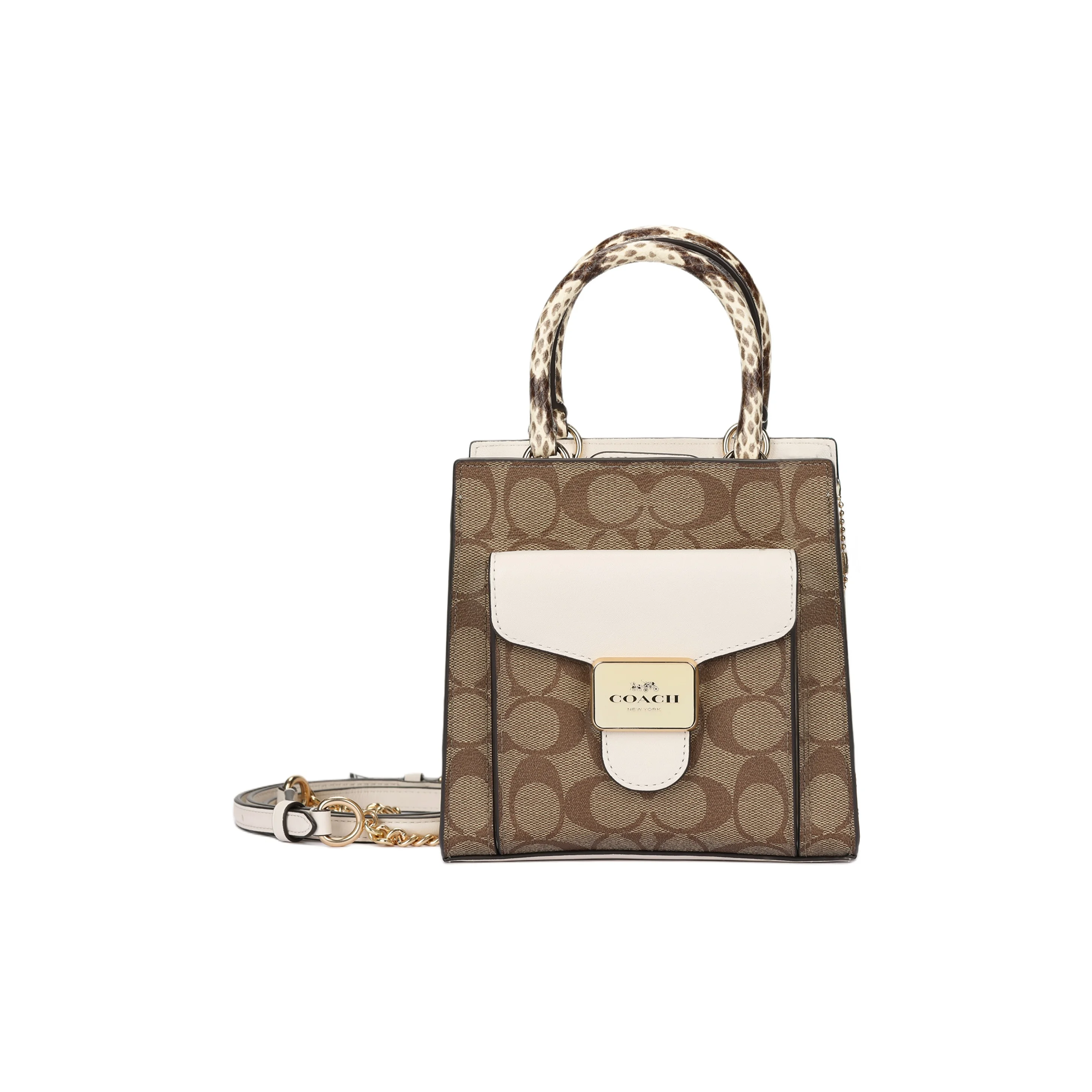 COACH Pepper Canvas With Leather Sheet Music Bag, Handbag, Shoulder Bag, Crossbody Bag Small Women's Khaki C7227-IMOTV
