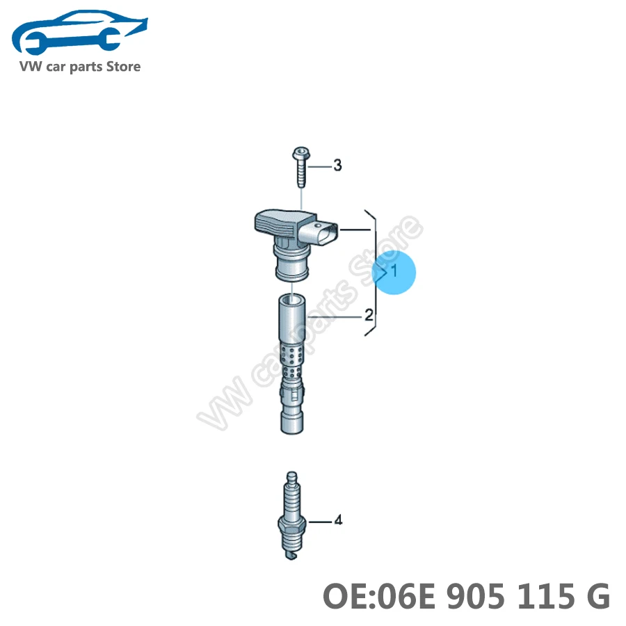 06E905115G 4PCS Ignition Coil Enhanced Edition For Audi Q5 A3 A4 A5 A6 R8 A7 TT VW Passat CC B7 Sciricco Tiguan 06E 905 115 G=E