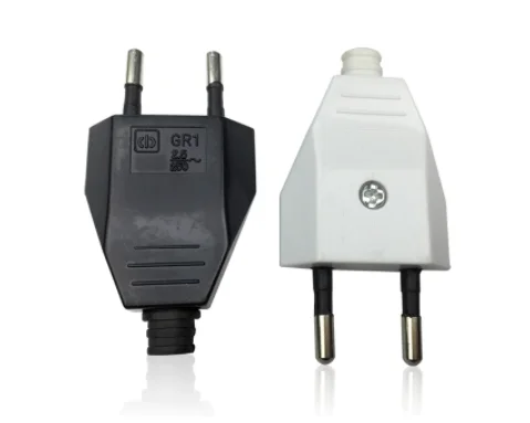 2pcs Rewirable European Plug 250V 2.5A CE 2 Pin Wireless Male Plug For DIY Power Cord