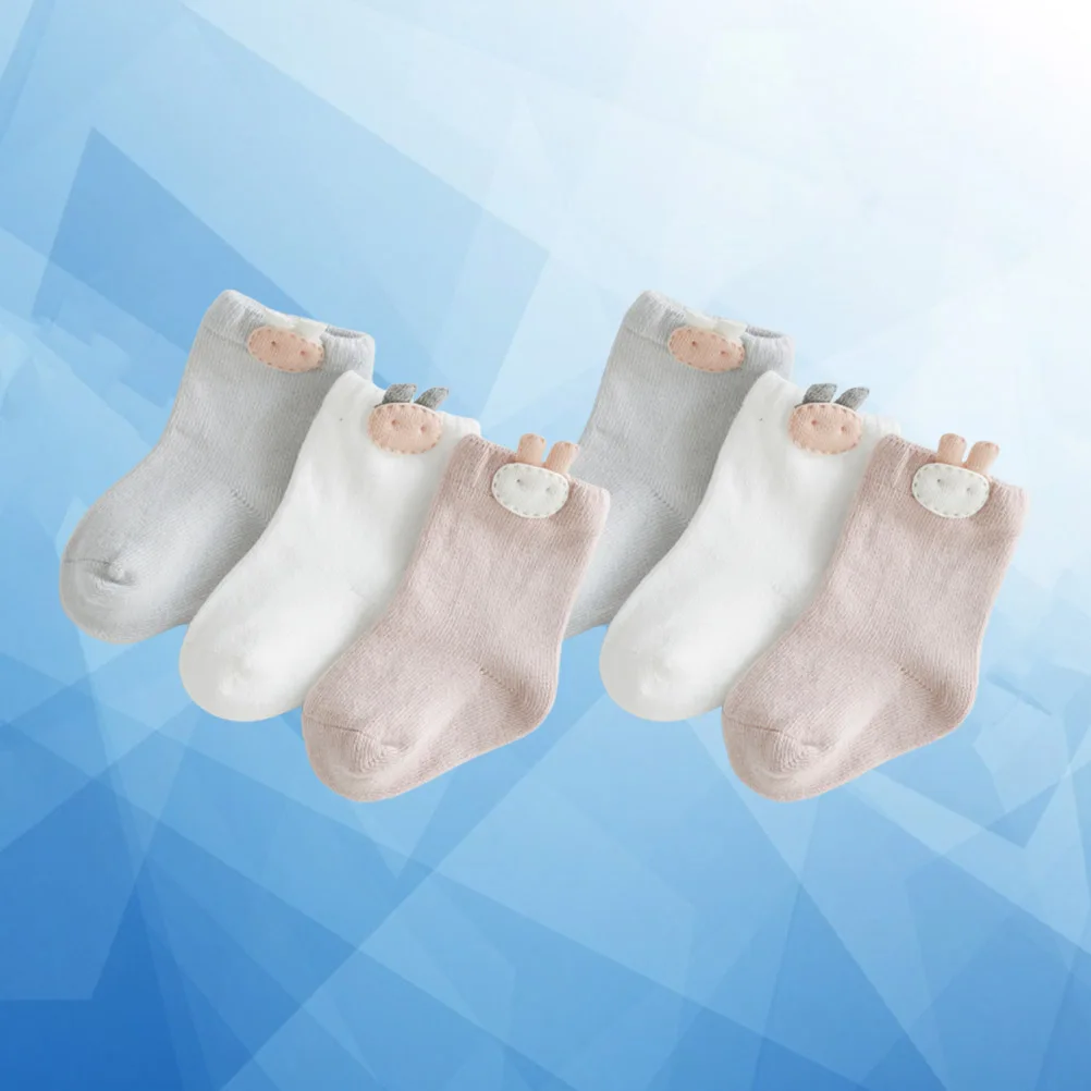 Meias de bebê 3 desenhos animados menino recém-nascido respirável macio durável antiderrapante elástico longwear primavera outono infantil wear