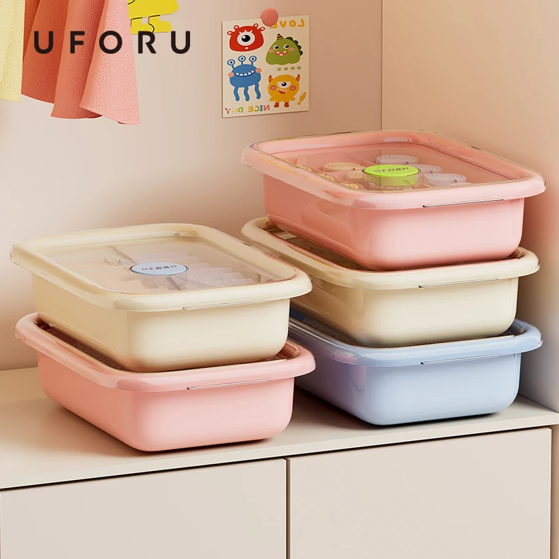

Uforu 3-Pack Dopamine Style Underwear Storage Boxes with Lids - Student Dorm & Home Clothes Drawer Organizer