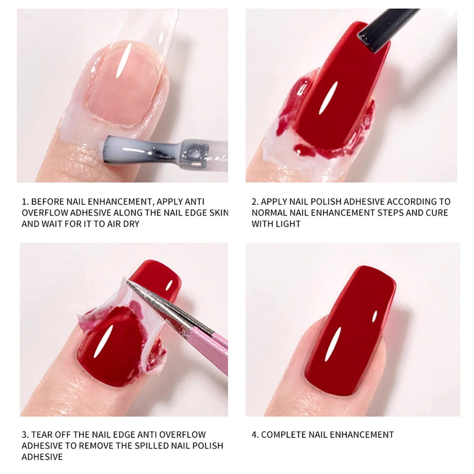 Líquido de uñas de 15ml para pelar, protector de cutícula con borde anti-desbordamiento, cinta de látex para uñas, protector de dedos y esmalte 6