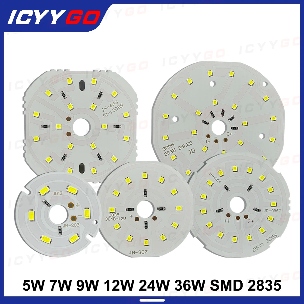 

5Pcs/lot SMD2835 LED AC220V SMD Chip 3W 5W 7W 9W 12W Cold White Light Round Board For Led DIY Bulb Downlight Emergency Lights