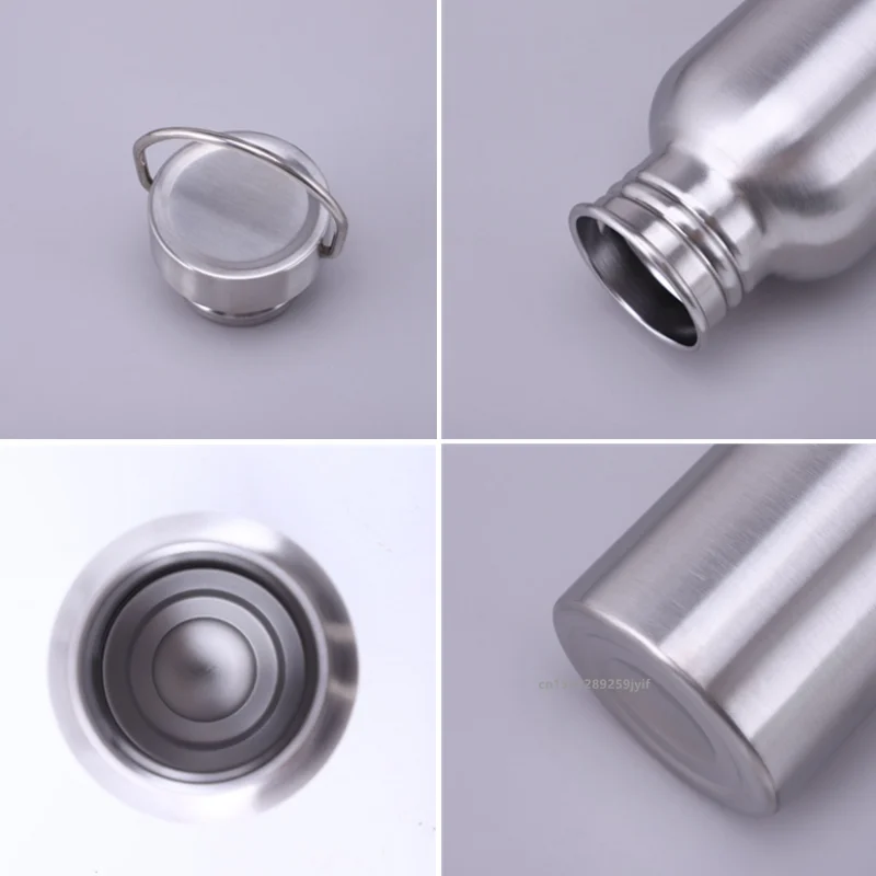 500/750/1000ml Stainless Steel Water Bottle Single Wall Large Capacity Big Mouth Vacuum Flasks with Lid Cycling Drinkware Sports