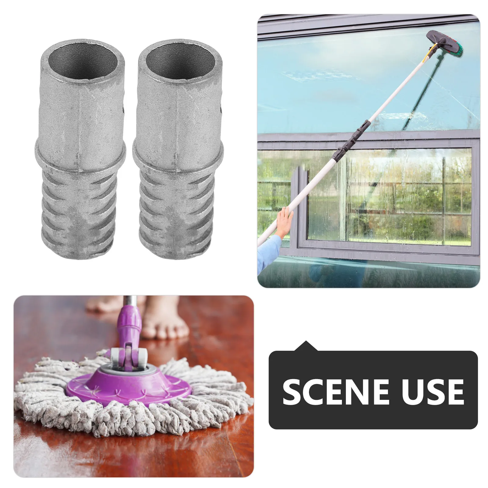 5Pcs Metal Threaded Pole Connector Kit Replacement Tips 2Cm Diameter Broom Handle Adapter Push Broom Extension Handle Tips