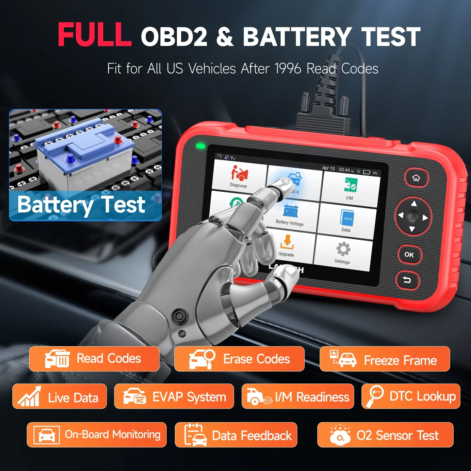 2024 LAUNCH X431 CRP123i V2.0 OBD2 Car Diagnostic Tool  4 System Scan Oil DPF ABS 7 Reset OBD 2 Automotive Scanner Free Update