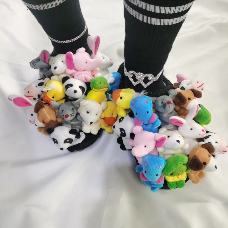 Handmade Stuffed Animal Slides Home Smiley Face Slides Toy Fluffy Slippers For Women Female Gary The Slippers