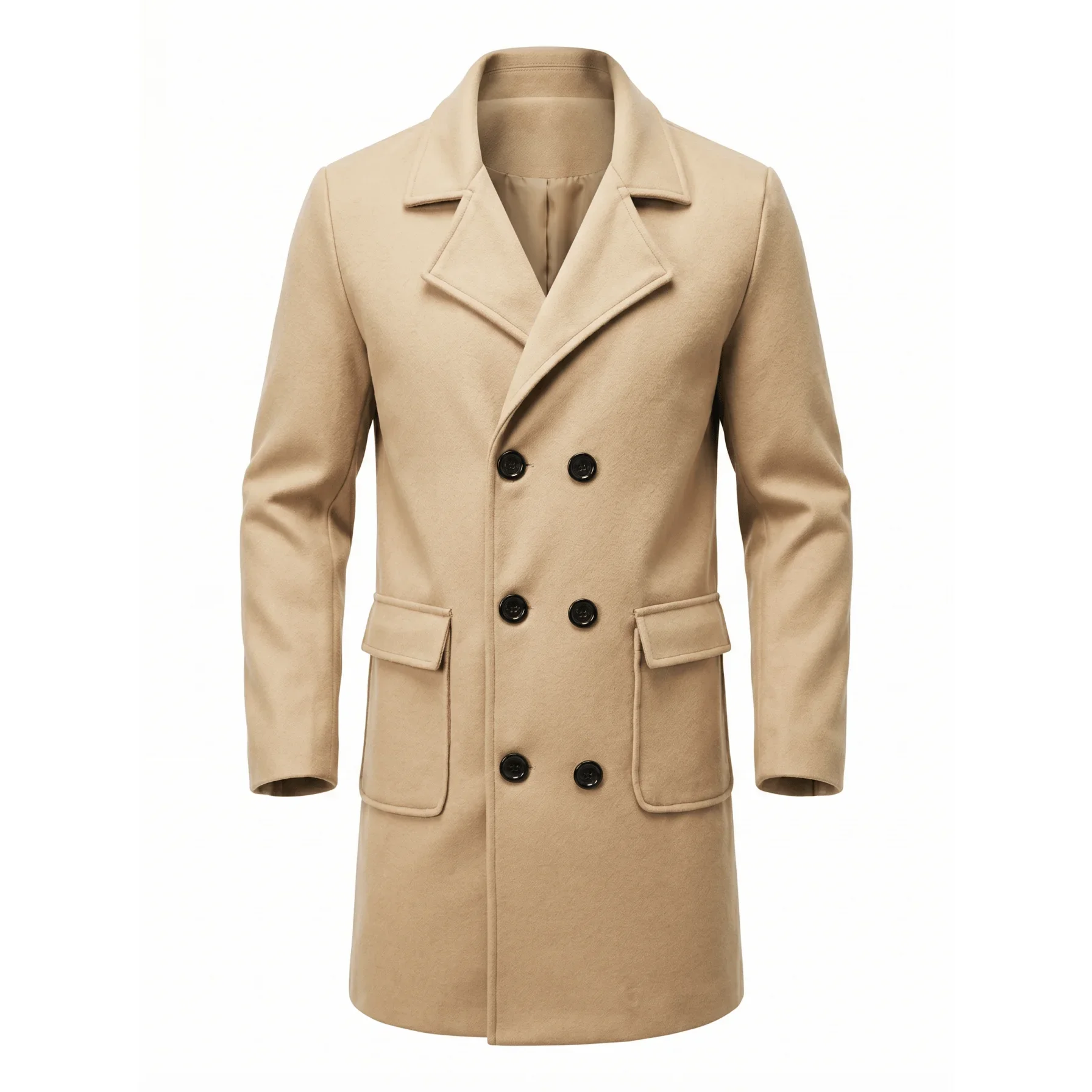 Neuer Winter-Herren-Doppelreihiger Trenchcoat Knielang Multi-Taschen Warme Streetwear Business Casual Oberbekleidung Garib-Stil – Detail 2