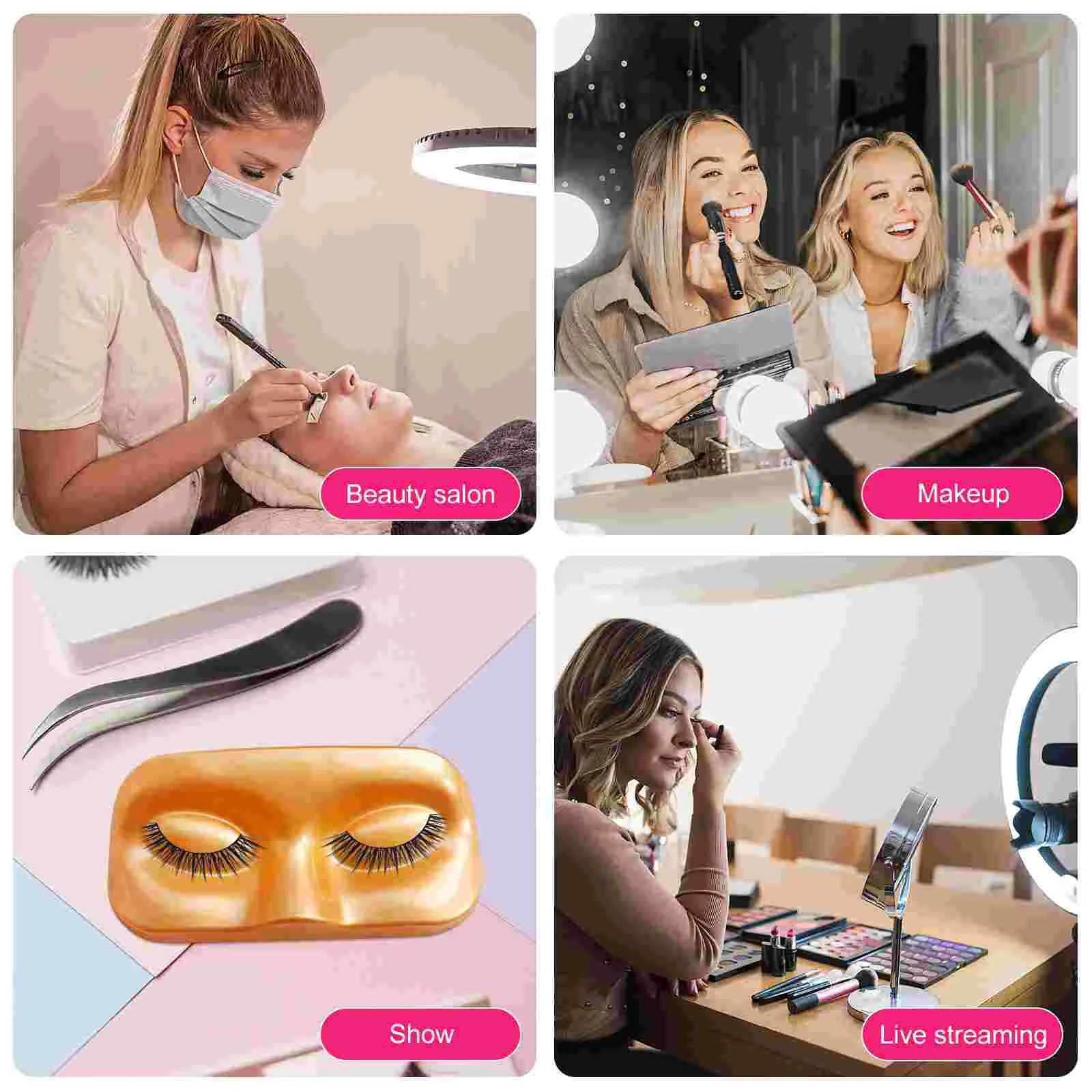 Plateaux de support d'affichage en PVC pour faux cils, support de visage, fournitures de cils, 12 pièces