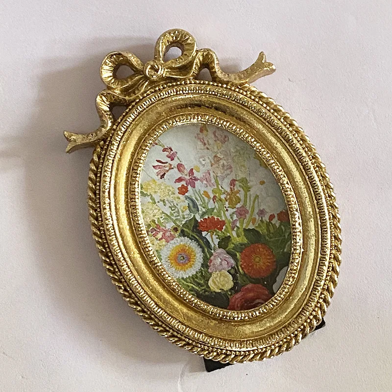 ‌French & American Style Resin Photo Frame with Bow- Oval Vintage Wall Hanging Decor