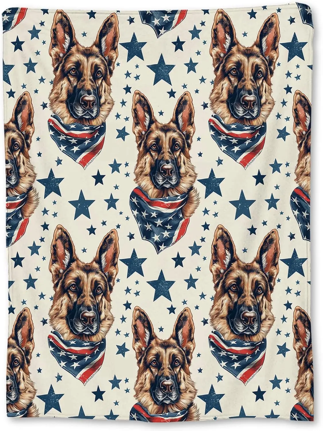 

Patriotic German Shepherd Blanket - Soft Lightweight Cozy Flannel Throw Blanket for Adults Kids Women Girls, Warm Fuzzy Blankets
