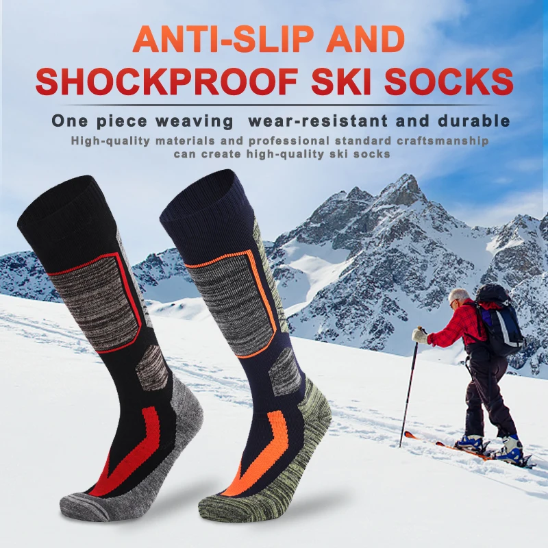 PHMAX Winter Ski Socks Men Outdoor Sports Snowboard Thicken Cotton Socks Keep Warm Anti-Sweater Running Long Leg Skiing Socks