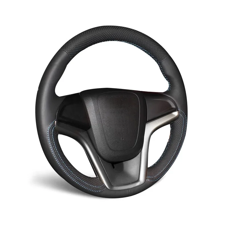 Genuine Leather Suede Steering Wheel Cover Light Blue Thread Car Accessories Specifically for Chevrolet CAMARO SS SONIC VOLT
