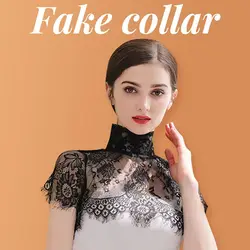 Colarinho Fake Renda Removível para Blusa, Colarinho Destacável, Xaile Decorativo Chiffon, Acessórios para Roupas Femininas