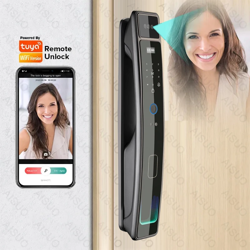 Face Recognition Smartlock ไม้สังกะสี Deadbolt แม่เหล็ก Cerradura Inteligente Para Puerta ลายนิ้วมือประตูดิจิตอลสมาร์ทล็อค
