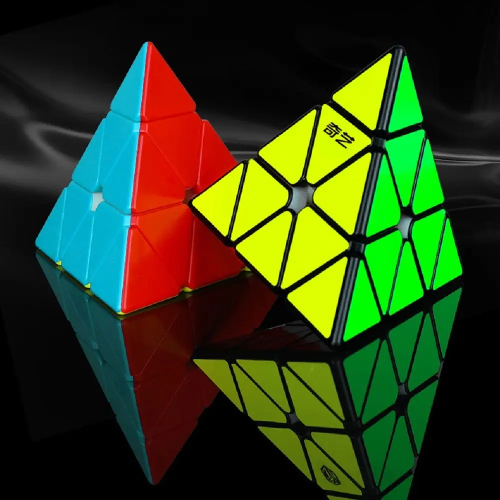 QiYi 3x3 Pyramid Magic Cube Stickerless Speed Puzzle Cube Educational For Children Kids Gift Fidget Toy 3x3x3 Black Cubo Magico