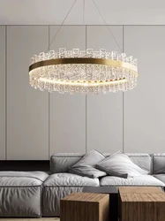 Chandelier Postmodern LED Gold/Black Luxury Crystal Round/Rectangle/Oval Hanging Pendant Lights Suspend Home Lighting Fixture