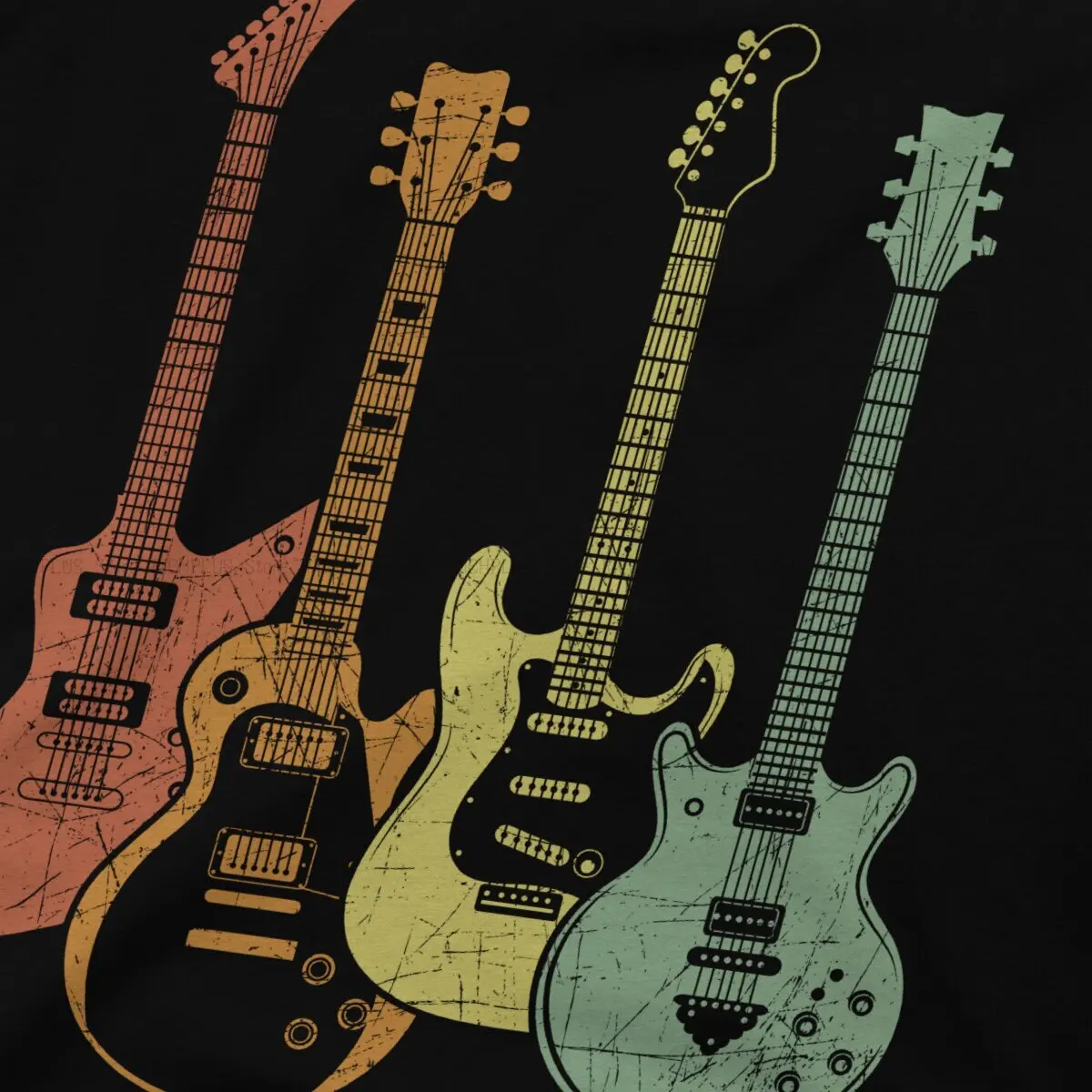 Guitarist Colorful Musical Instruments Guitars TShirt For Male Music Art Clothing Style Polyester T Shirt Comfortable