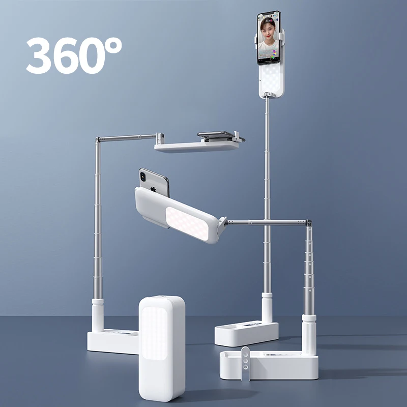 360 rotation Multifunctional Live Show Foldable Vlog Selfie Light Portable Desktop Phone Stand for Live Stream Vlog Tiktok Ins