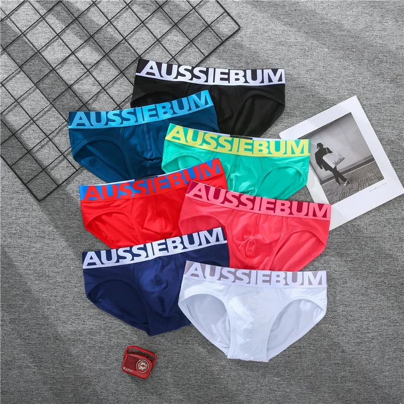 Aussiebum men's cotton underwear letter low waist  comfortable breathable sweat absorbent youth briefs