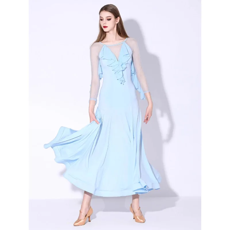 

Adult Modern Dance Long Sleeved Dress MY882 National Standard Dance Costume Waltz Social Dance Practice Dress