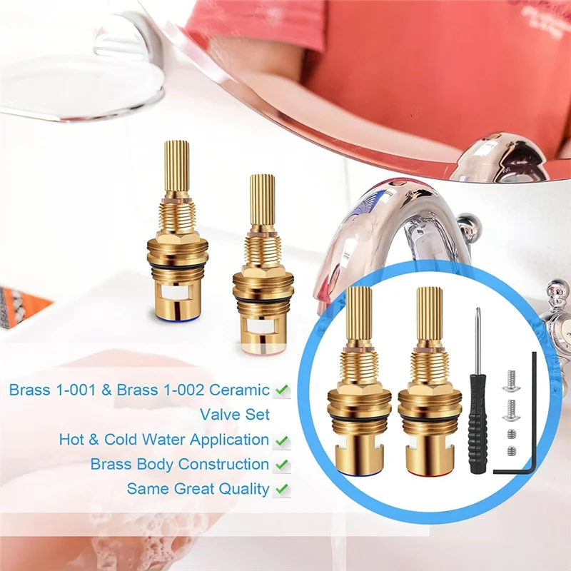 Conjunto de substituição de cartucho de válvula ABJN-Latão 1-001 e 1-002, cartuchos de torneira generalizada quente/fria