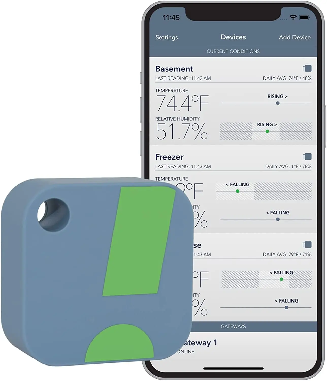

HT1 Smart Temp & Humidity Sensor - App Monitoring for Indoor/Outdoor Use, RV, Fridge