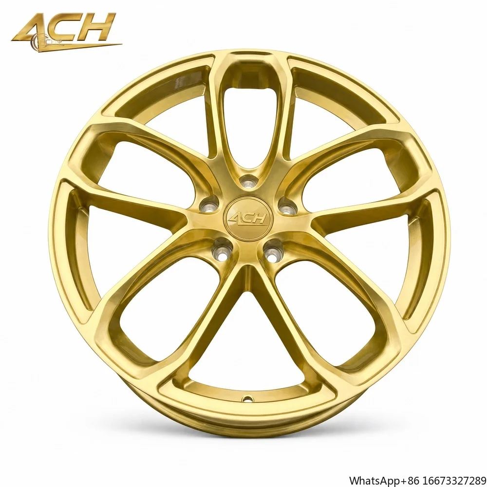 Gold Finish Five Spoke Wheel Rims for  All Models Custom Size 18 19 20 21 22 23 24 Inch Aftermarket Wheels