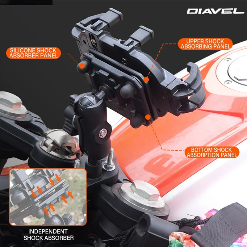 For Ducati Diavel V4 Monster S2R Panigale Scrambler Accessories Motorcycle shock absorber GPS 360 ° adjustable phone holder