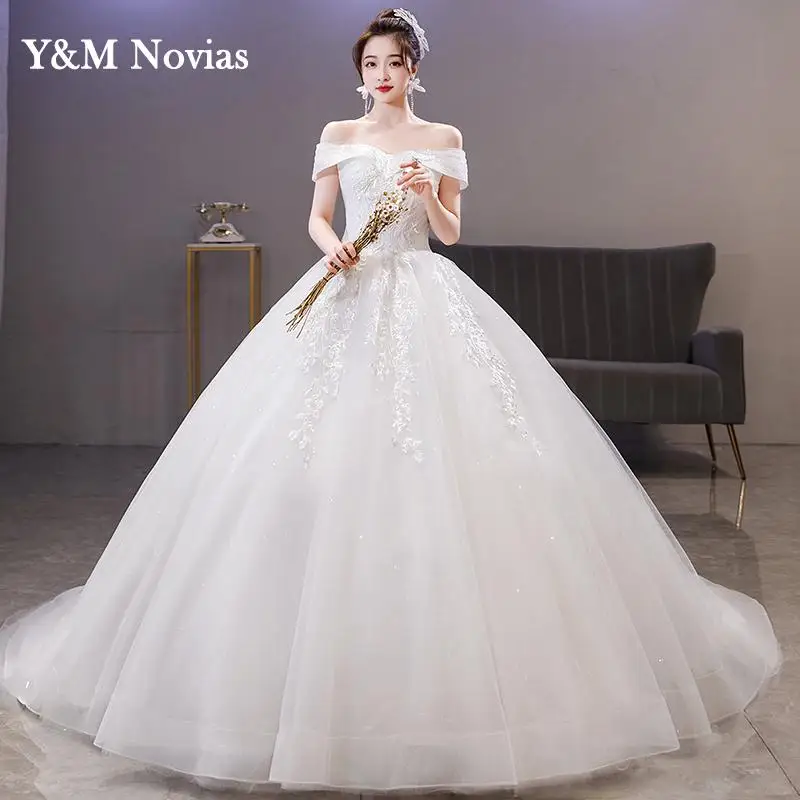 

New Sweetheart Boat Neck Style China Wedding Dress Vintage Lace Embroidery Pluse Size Vestidos De Novia Bride Gowns Marriage