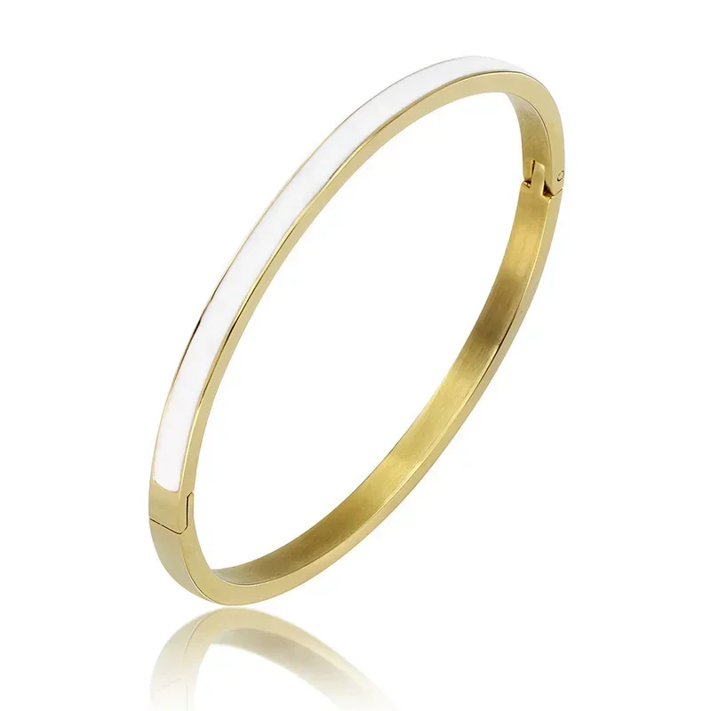 6 مللي متر الفاخرة الملونة البرتقال المينا أساور أساور للنساء هدية حفلة موضة أساور الأصلي 316L تيتانيوم مجوهرات هدايا