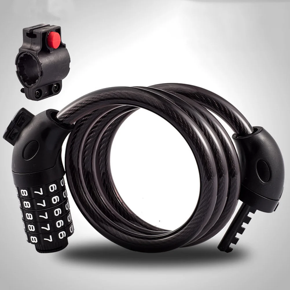 

High Security 5 Digit Combination Steel Wire Bike Lock Anti-Theft Durable Easy Use Black Digit Area Random Color