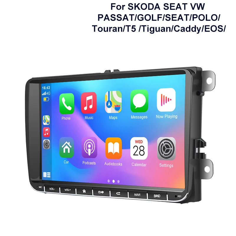Essgoo 9" Android15 4+64G Autoradio für VW Golf 5 6 Passat Polo Touran Tiguan Caddy Eos T5 Seat Skoda Kabelloses Carplay Android Auto GPS-Navigation RDS FM WLAN Bluetooth Mirror Link Lenkradsteuerung